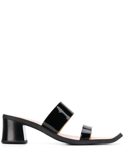 Martine Rose Strappy Block Heel Sandals In Black