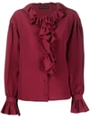 Etro Ruffle Trim Fluted Sleeve Blouse In Red