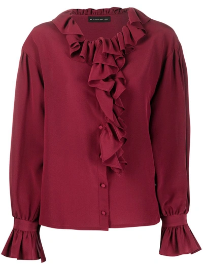 Etro Ruffle Trim Fluted Sleeve Blouse In Red