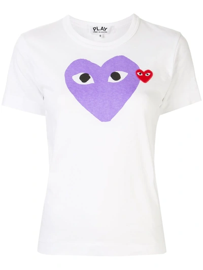 Comme Des Garçons Play Logo-patch Printed T-shirt In White