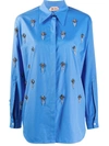 N°21 Crystal-embellished Buttoned Shirt In Light Blue