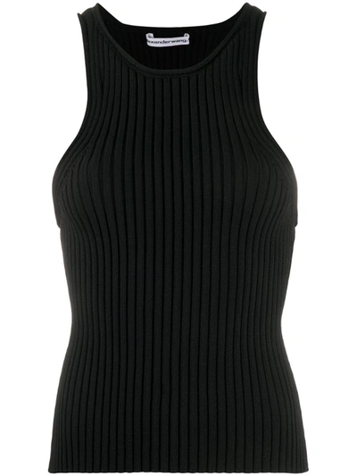 Alexander Wang T Ribbed Knitted Tank Top In Black