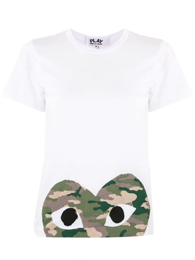 Comme Des Garçons Play Logo-print Crew Neck T-shirt In White