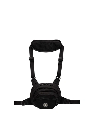 Stone Island Crossbody Harness Bag In Black