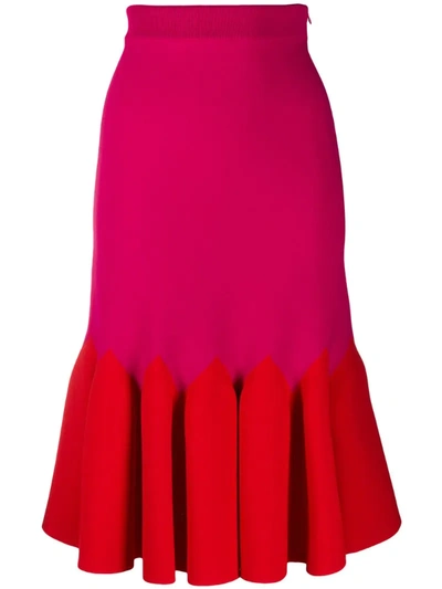 Alexander Mcqueen Two-tone Pleated Hem Skirt In Pink