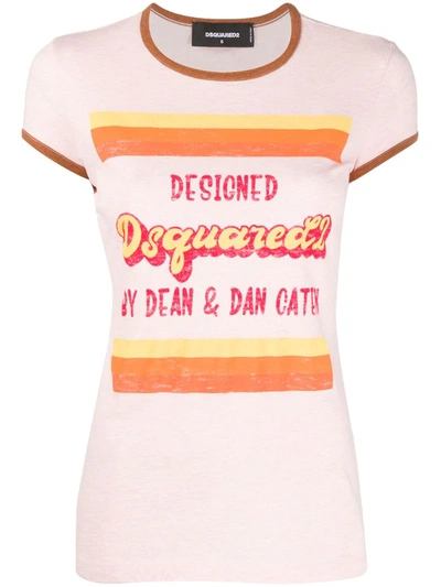 Dsquared2 Vintage-logo Slim-fit T-shirt In Pink