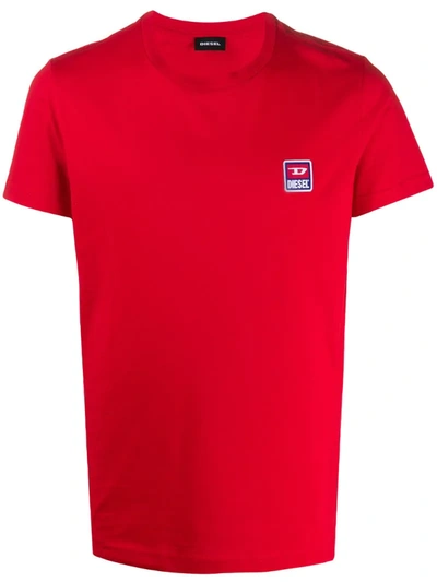 Diesel T-diego-div Cotton T-shirt In Red