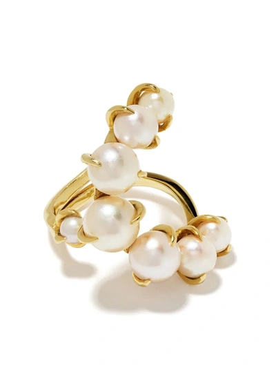 Ana Khouri 18kt Yellow Gold Time Pearl Ring In White And Yellow