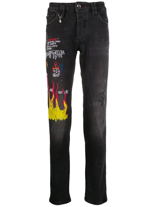 graffiti skinny jeans