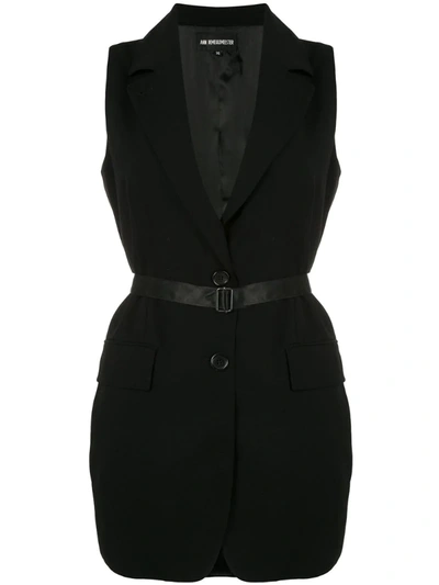 Ann Demeulemeester Belted Tailored Waistcoat In Black
