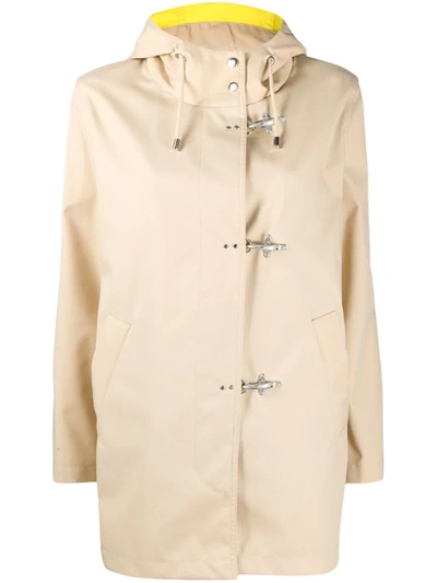 Fay Hook Fastening Coat In Neutrals
