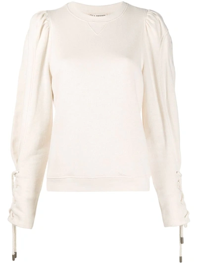 Ulla Johnson Luna Puff Sleeve Sweatshirt In Neutrals