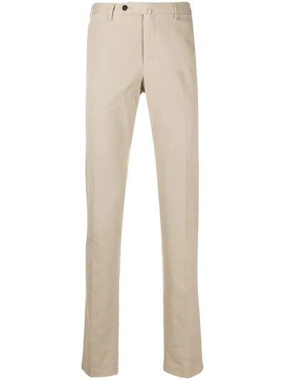 Pt01 Pleated Detail Straight Leg Trousers In Neutrals
