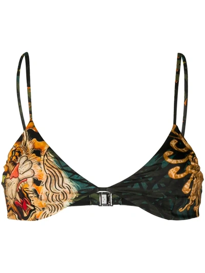 Dsquared2 Tiger Print Bikini Top In Black