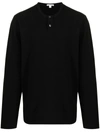 James Perse Henley Cotton-blend Fleece Top In Black