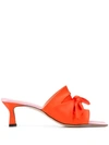 Wandler Isa Bow-embellished Two-tone Satin Mules In Orange