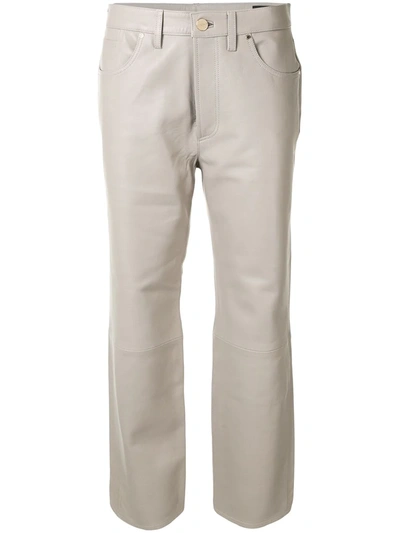 Goldsign Leather Cropped Trousers In Grey