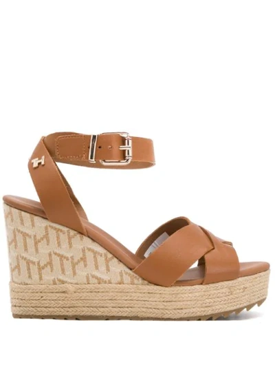 Tommy Hilfiger Th Monogram Wedges In Brown