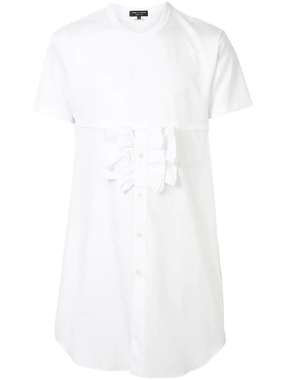 Comme Des Garçons Homme Deux Ruffled Bib Detail T-shirt In White