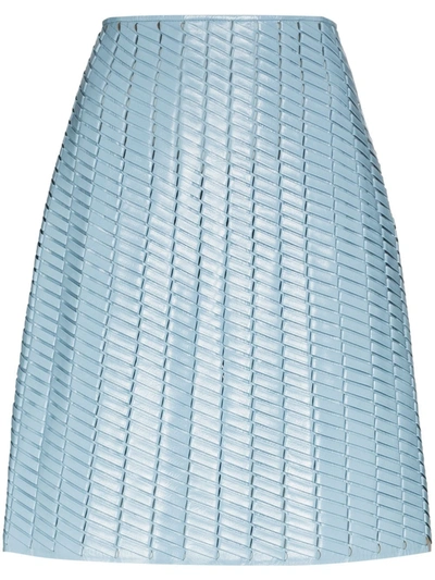 Bottega Veneta Intrecciato Weave A-line Skirt In Blue