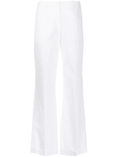 Aspesi Flared Turn-up Trousers In White