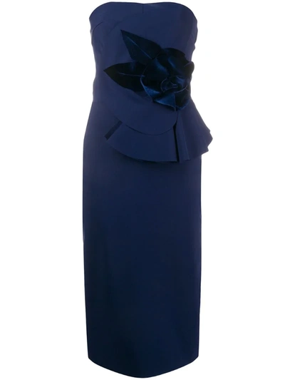 Le Petite Robe Di Chiara Boni Hebe Strapless Midi Dress In Blue