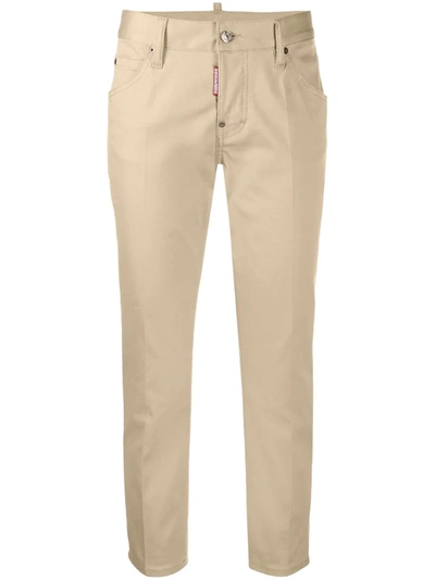 Dsquared2 Cropped Straight Leg Chinos In Neutrals