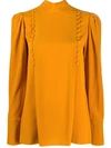 Givenchy Button-embellished High-neck Blouse In Orange