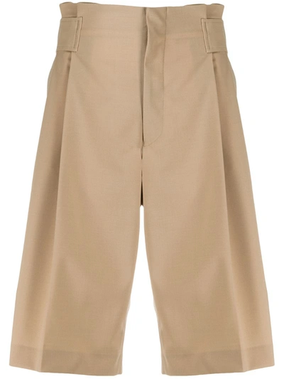 Cmmn Swdn Double Pleated Shorts In Beige