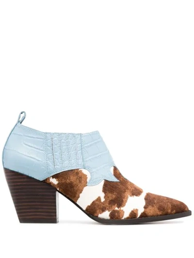 Kurt Geiger Sadie Cow-pattern Western Boots In Blue