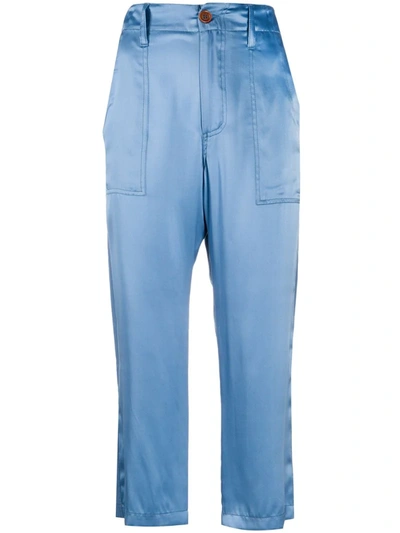 Jejia Straight-leg Cropped Trousers In Blue