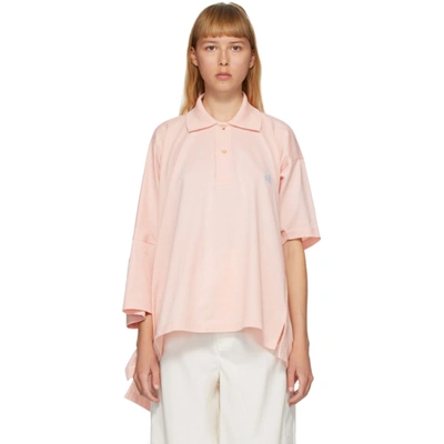 Lanvin Mother And Child Asymmetric Polo Shirt In Pink