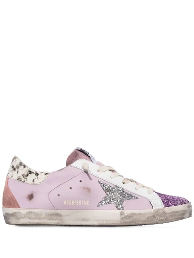 Golden Goose Superstar Glittered Leather Sneakers In Pink