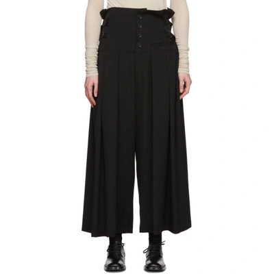 Yohji Yamamoto Wide Leg Cropped Trousers In 1 Black