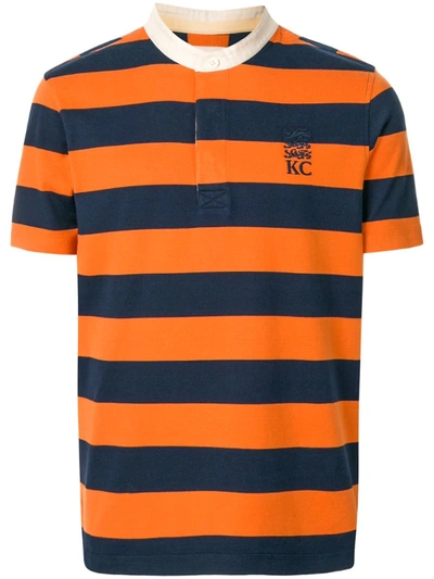 Kent & Curwen Striped Logo Embroidered Polo Shirt In Orange