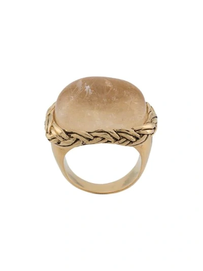 Goossens Babylone Braided Crystal Ring In Gold