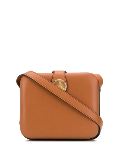 Lanvin Bento Box Logo-embellished Leather Shoulder Bag In Brown
