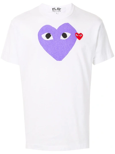 Comme Des Garçons Play Logo Print T-shirt In White