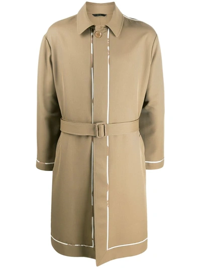 Fendi Single-breasted Trench Coat In Brown