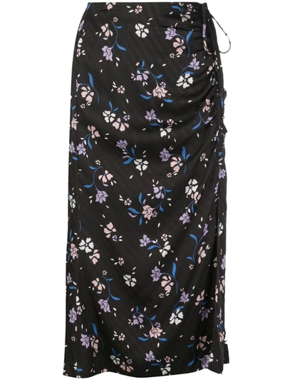 Veronica Beard Midirock Mit Blumen-print In Black