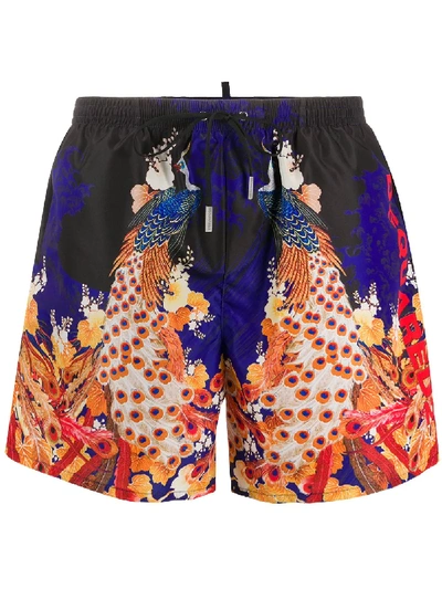 Dsquared2 Zodiac Print Swim Shorts In Blue