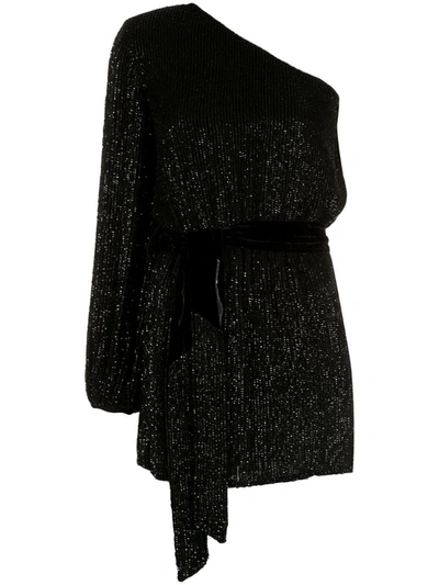 Retroféte One Shoulder Sequin Mini Dress In Black