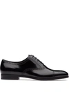 Prada Brushed Fumé Leather Oxford Shoes In Black