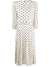 Alessandra Rich Pleated Polka Dot Dress In Neutrals