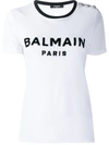 Balmain Buttoned Logo T-shirt In White