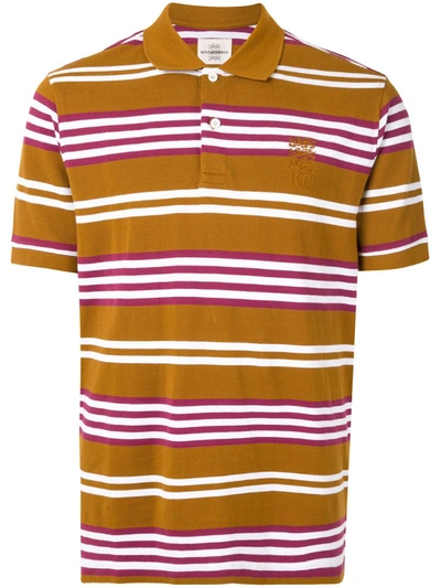 Kent & Curwen Striped Logo Embroidered Polo Shirt In Brown