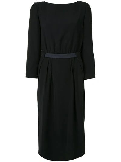 Giorgio Armani Fitted Midi Dress In Black