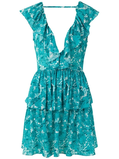 Adriana Degreas Printed Flower Bloom Short Dress In Blue
