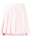 Thom Browne Seersucker Pleated Miniskirt In Pink