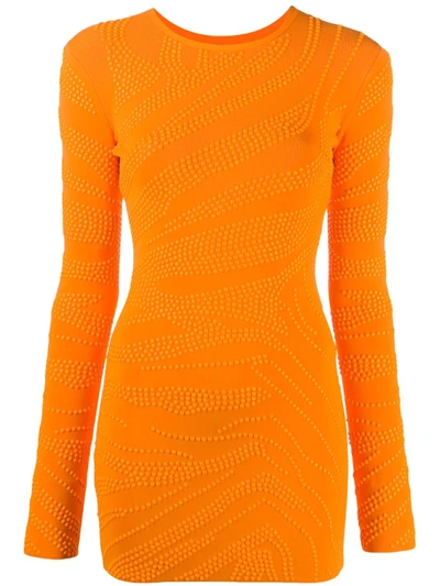 David Koma Stud-embellished Fitted Dress In Orange
